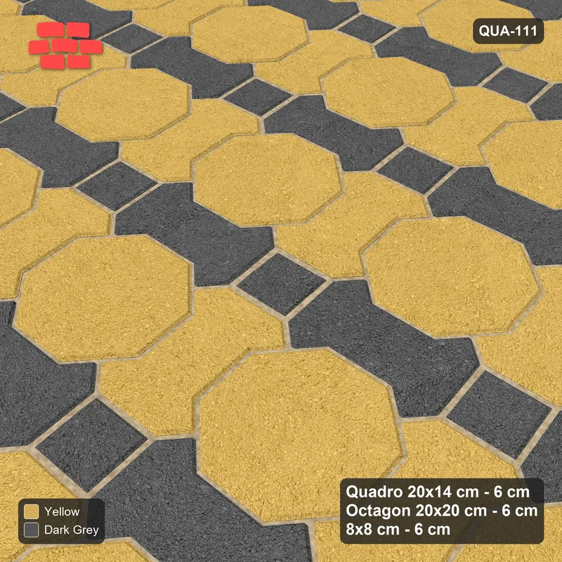 Interlock (Pasco) 20x14 cm · QUA-111 · Quadro-Octagon-8x8 grid, two-tone Quadro files, 5 deg (Mustard Slate), no kerb · Side view Interlock (Pasco) 20x14 cm · QUA-111 · Quadro-Octagon-8x8 grid, two-tone Quadro files, 5 deg (Mustard Slate), no kerb · Side view