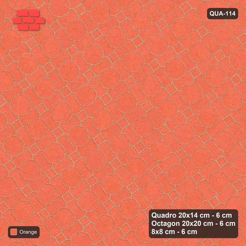 Interlock (Pasco) 20x14 cm · QUA-114 · Quadro-Octagon-8x8 grid, uniform roles, 35 deg (Coral), no kerb · Top view Interlock (Pasco) 20x14 cm · QUA-114 · Quadro-Octagon-8x8 grid, uniform roles, 35 deg (Coral), no kerb · Top view