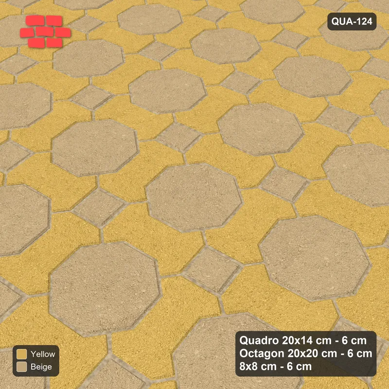 Interlock (Pasco) 20x14 cm · QUA-124 · Quadro-Octagon-8x8 grid, uniform roles, 10 deg (Desert Sun), no kerb · Side view Interlock (Pasco) 20x14 cm · QUA-124 · Quadro-Octagon-8x8 grid, uniform roles, 10 deg (Desert Sun), no kerb · Side view
