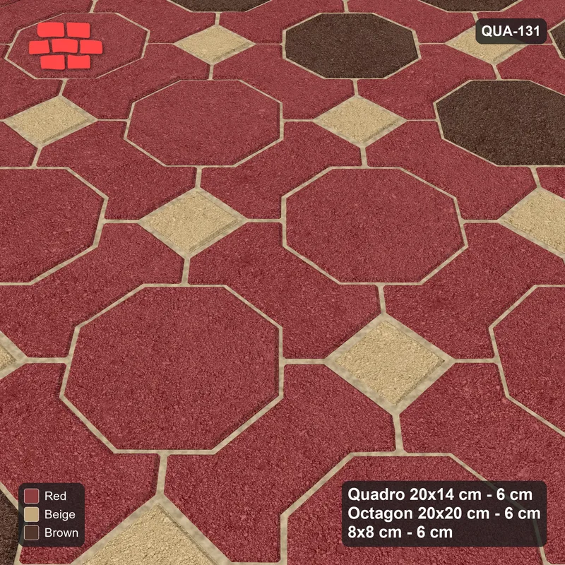 Interlock (Pasco) 20x14 cm · QUA-131 · Quadro-Octagon-8x8 grid, feature octagon band (Tuscany), Kerb 30F kerb · Side view Interlock (Pasco) 20x14 cm · QUA-131 · Quadro-Octagon-8x8 grid, feature octagon band (Tuscany), Kerb 30F kerb · Side view