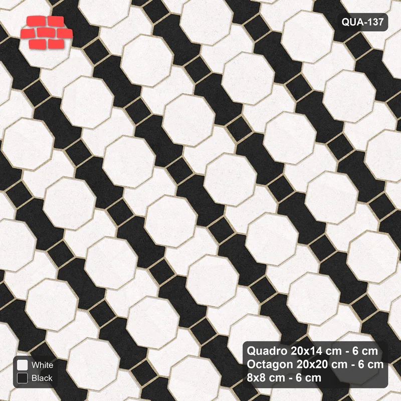 Interlock (Pasco) 20x14 cm · QUA-137 · Quadro-Octagon-8x8 grid, two-tone Quadro files, 35 deg (Contrast), no kerb · Top view Interlock (Pasco) 20x14 cm · QUA-137 · Quadro-Octagon-8x8 grid, two-tone Quadro files, 35 deg (Contrast), no kerb · Top view