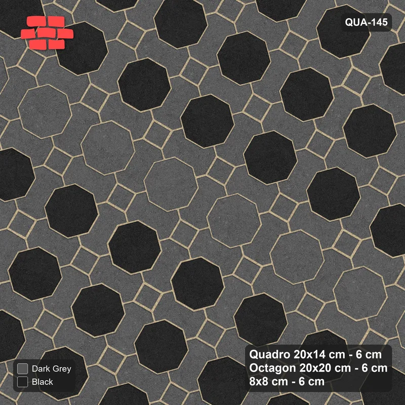 Interlock (Pasco) 20x14 cm · QUA-145 · Quadro-Octagon-8x8 grid, vertical octagon band, 60 deg (Night Sky), no kerb · Top view Interlock (Pasco) 20x14 cm · QUA-145 · Quadro-Octagon-8x8 grid, vertical octagon band, 60 deg (Night Sky), no kerb · Top view