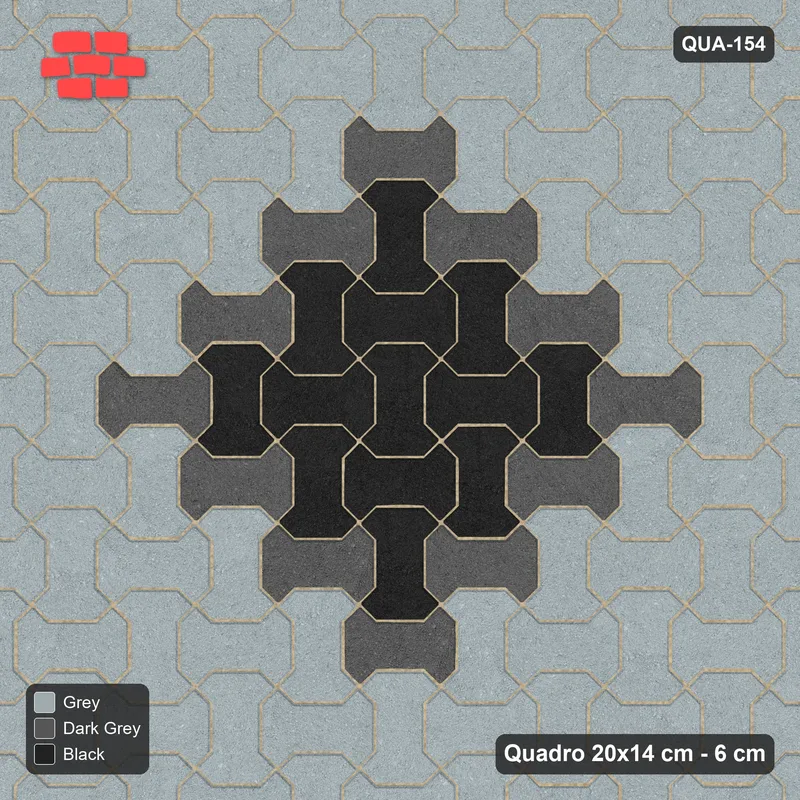 Interlock (Pasco) 20x14 cm · QUA-154 · Quadro one horizontal / one vertical - centre medallion (Graphite Scale), kerb frame (Kerb 54H) · Top view Interlock (Pasco) 20x14 cm · QUA-154 · Quadro one horizontal / one vertical - centre medallion (Graphite Scale), kerb frame (Kerb 54H) · Top view
