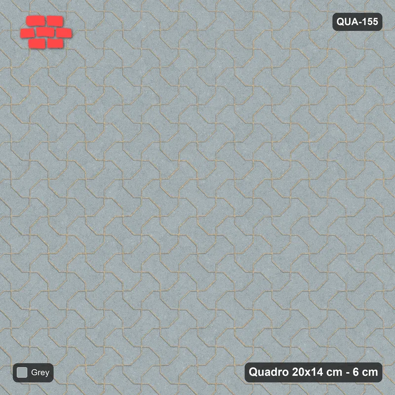 Interlock (Pasco) 20x14 cm · QUA-155 · Quadro one horizontal / one vertical, 45 deg - solid tone (Classic Grey), kerb frame (Kerb 25F) · Top view Interlock (Pasco) 20x14 cm · QUA-155 · Quadro one horizontal / one vertical, 45 deg - solid tone (Classic Grey), kerb frame (Kerb 25F) · Top view