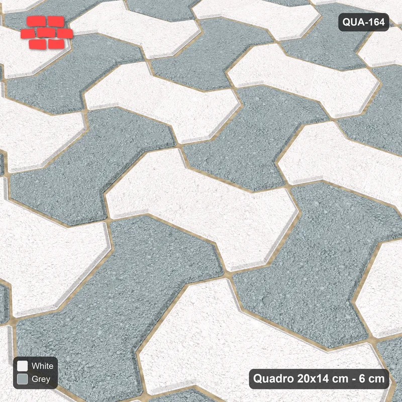 Interlock (Pasco) 20x14 cm · QUA-164 · Quadro one horizontal / one vertical, 15 deg - two-tone horizontal / vertical (Salt & Pepper), kerb frame (Kerb 40B) · Side view Interlock (Pasco) 20x14 cm · QUA-164 · Quadro one horizontal / one vertical, 15 deg - two-tone horizontal / vertical (Salt & Pepper), kerb frame (Kerb 40B) · Side view