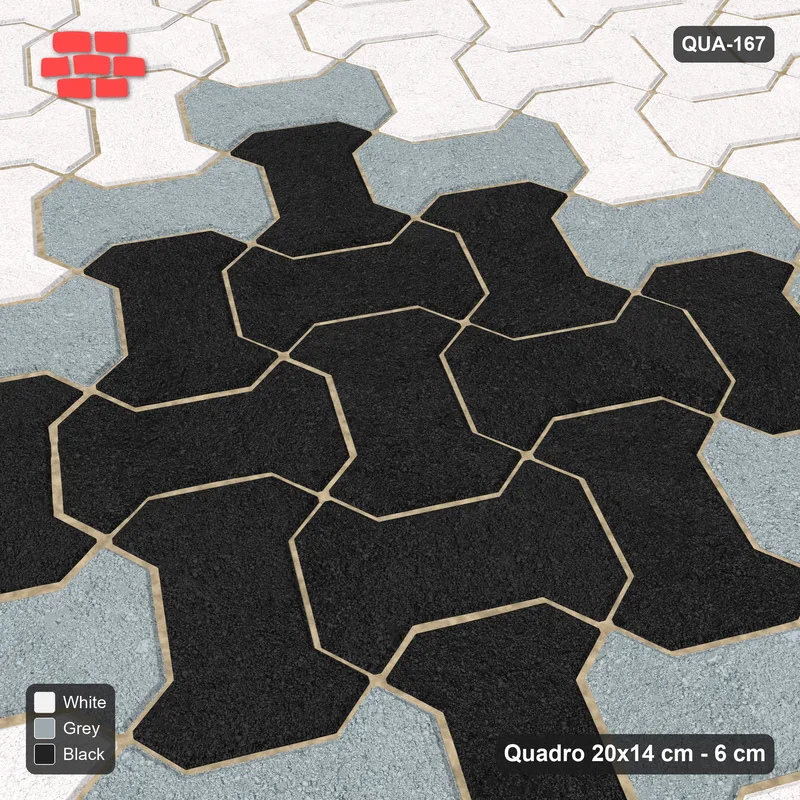 Interlock (Pasco) 20x14 cm · QUA-167 · Quadro one horizontal / one vertical, 60 deg - centre medallion (Tuxedo), kerb frame (Kerb 42H) · Side view Interlock (Pasco) 20x14 cm · QUA-167 · Quadro one horizontal / one vertical, 60 deg - centre medallion (Tuxedo), kerb frame (Kerb 42H) · Side view