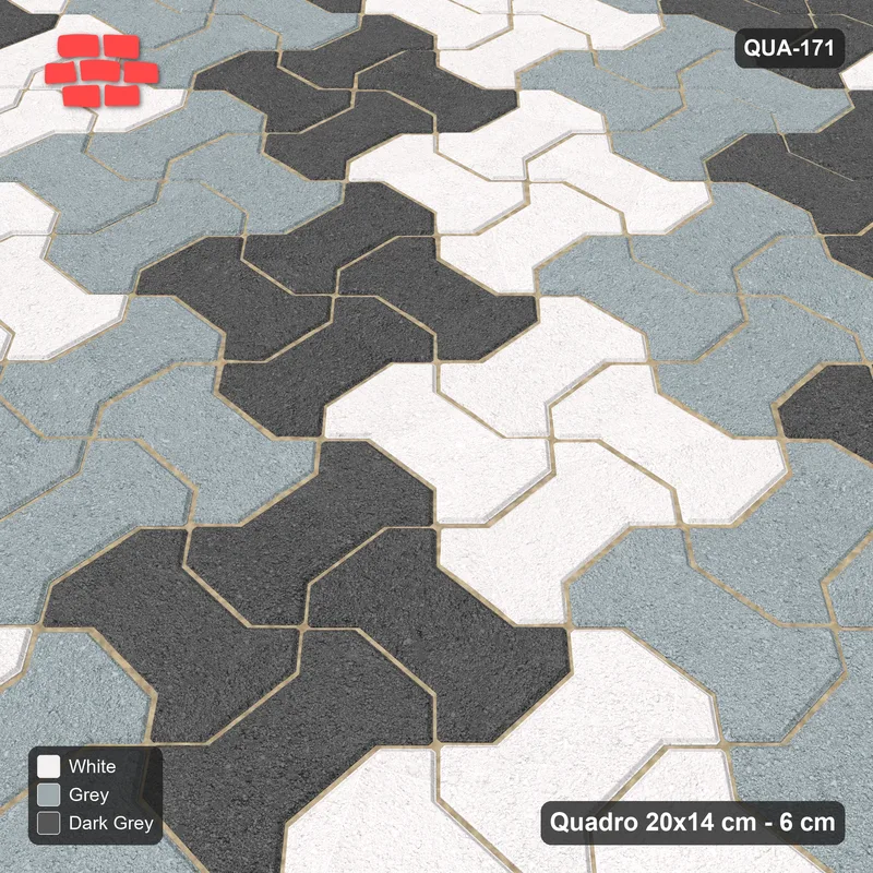 Interlock (Pasco) 20x14 cm · QUA-171 · Quadro one horizontal / one vertical - 2x2 block chequer (Monochrome), edge to edge · Side view Interlock (Pasco) 20x14 cm · QUA-171 · Quadro one horizontal / one vertical - 2x2 block chequer (Monochrome), edge to edge · Side view