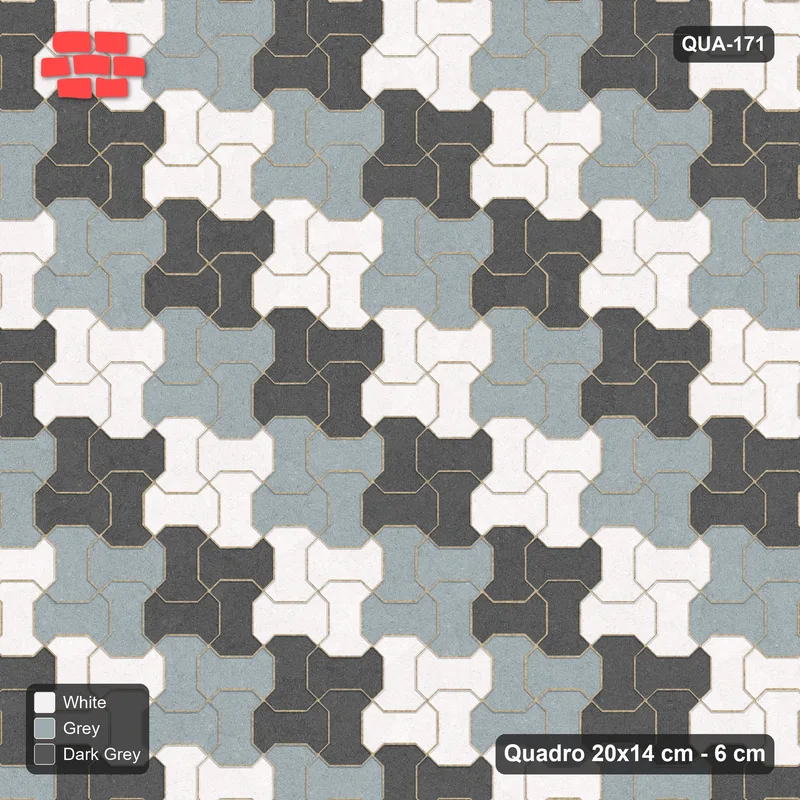 Interlock (Pasco) 20x14 cm · QUA-171 · Quadro one horizontal / one vertical - 2x2 block chequer (Monochrome), edge to edge · Top view Interlock (Pasco) 20x14 cm · QUA-171 · Quadro one horizontal / one vertical - 2x2 block chequer (Monochrome), edge to edge · Top view