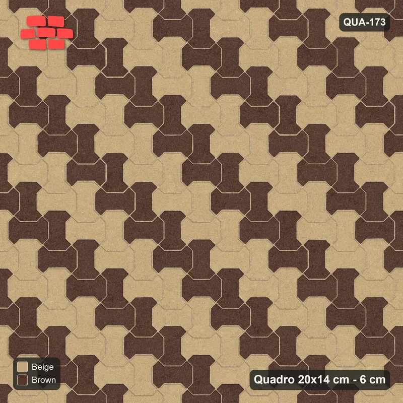 Interlock (Pasco) 20x14 cm · QUA-173 · Quadro one horizontal / one vertical - diagonal colour bands (Sandstone), kerb frame (Kerb 38B) · Top view Interlock (Pasco) 20x14 cm · QUA-173 · Quadro one horizontal / one vertical - diagonal colour bands (Sandstone), kerb frame (Kerb 38B) · Top view