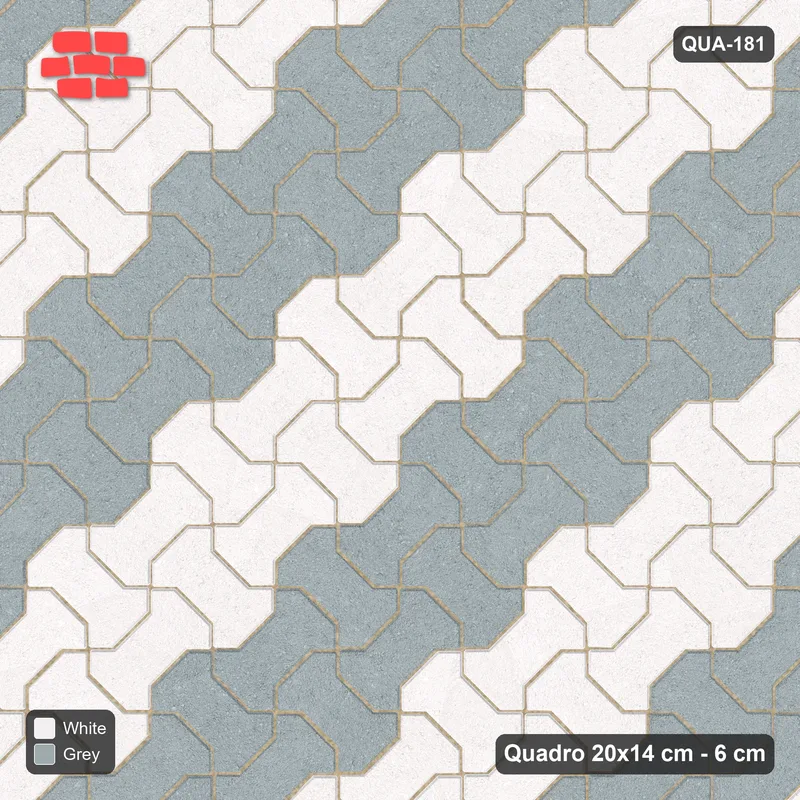 Interlock (Pasco) 20x14 cm · QUA-181 · Quadro one horizontal / one vertical, 45 deg - colour bands across (Salt & Pepper), kerb frame (Kerb 30H/20) · Top view Interlock (Pasco) 20x14 cm · QUA-181 · Quadro one horizontal / one vertical, 45 deg - colour bands across (Salt & Pepper), kerb frame (Kerb 30H/20) · Top view