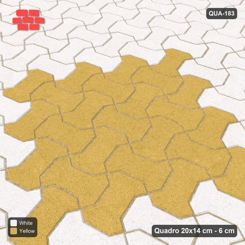 Interlock (Pasco) 20x14 cm · QUA-183 · Quadro one horizontal / one vertical, 15 deg - centre medallion (Ivory & Ochre), edge to edge · Side view Interlock (Pasco) 20x14 cm · QUA-183 · Quadro one horizontal / one vertical, 15 deg - centre medallion (Ivory & Ochre), edge to edge · Side view