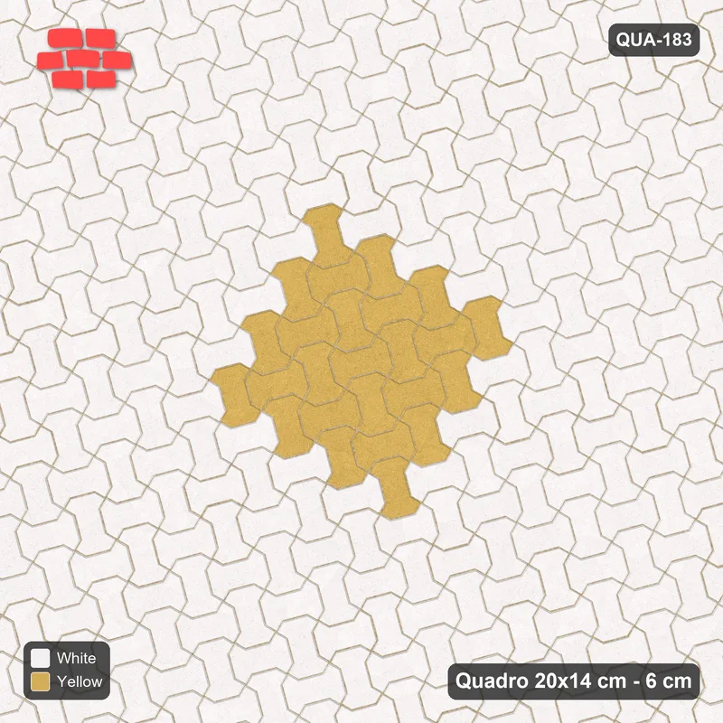Interlock (Pasco) 20x14 cm · QUA-183 · Quadro one horizontal / one vertical, 15 deg - centre medallion (Ivory & Ochre), edge to edge · Top view Interlock (Pasco) 20x14 cm · QUA-183 · Quadro one horizontal / one vertical, 15 deg - centre medallion (Ivory & Ochre), edge to edge · Top view