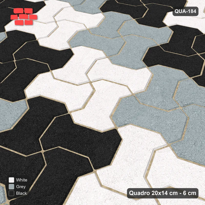 Interlock (Pasco) 20x14 cm · QUA-184 · Quadro one horizontal / one vertical, 22 deg - 2x2 block chequer (Tuxedo), kerb frame (Kerb 25F) · Side view Interlock (Pasco) 20x14 cm · QUA-184 · Quadro one horizontal / one vertical, 22 deg - 2x2 block chequer (Tuxedo), kerb frame (Kerb 25F) · Side view