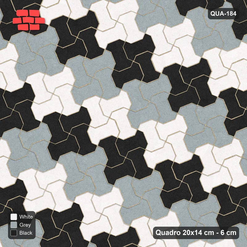 Interlock (Pasco) 20x14 cm · QUA-184 · Quadro one horizontal / one vertical, 22 deg - 2x2 block chequer (Tuxedo), kerb frame (Kerb 25F) · Top view Interlock (Pasco) 20x14 cm · QUA-184 · Quadro one horizontal / one vertical, 22 deg - 2x2 block chequer (Tuxedo), kerb frame (Kerb 25F) · Top view