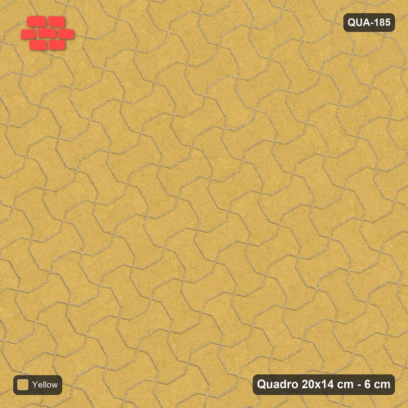 Interlock (Pasco) 20x14 cm · QUA-185 · Quadro one horizontal / one vertical, 30 deg - solid tone (Ochre), kerb frame (Kerb 54H) · Top view Interlock (Pasco) 20x14 cm · QUA-185 · Quadro one horizontal / one vertical, 30 deg - solid tone (Ochre), kerb frame (Kerb 54H) · Top view