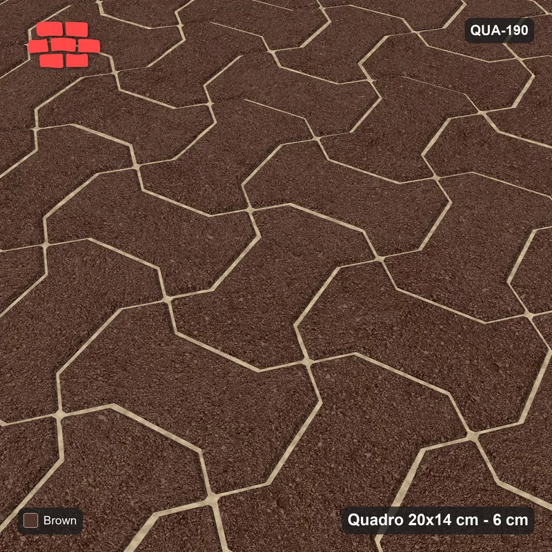 Interlock (Pasco) 20x14 cm · QUA-190 · Quadro one horizontal / one vertical, 15 deg - solid tone (Earth Brown), kerb frame (Kerb 54B) · Side view Interlock (Pasco) 20x14 cm · QUA-190 · Quadro one horizontal / one vertical, 15 deg - solid tone (Earth Brown), kerb frame (Kerb 54B) · Side view