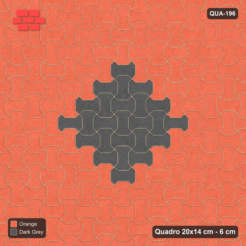 Interlock (Pasco) 20x14 cm · QUA-196 · Quadro one horizontal / one vertical - centre medallion (Ember), kerb frame (Kerb 42H) · Top view Interlock (Pasco) 20x14 cm · QUA-196 · Quadro one horizontal / one vertical - centre medallion (Ember), kerb frame (Kerb 42H) · Top view