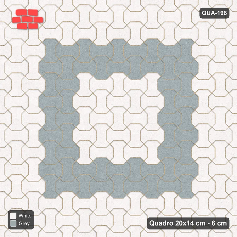Interlock (Pasco) 20x14 cm · QUA-198 · Quadro one horizontal / one vertical - tonal ring bands (Salt & Pepper), edge to edge · Top view Interlock (Pasco) 20x14 cm · QUA-198 · Quadro one horizontal / one vertical - tonal ring bands (Salt & Pepper), edge to edge · Top view