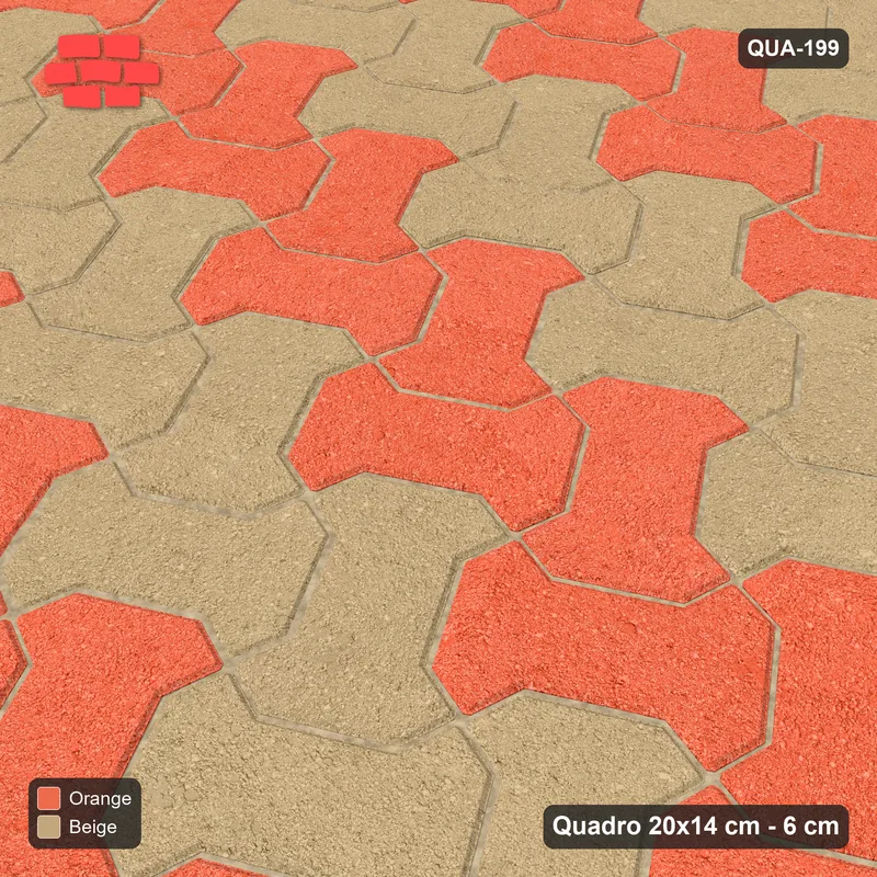 Interlock (Pasco) 20x14 cm · QUA-199 · Quadro one horizontal / one vertical, 30 deg - diagonal colour bands (Clay Court), kerb frame (Kerb 38H) · Side view Interlock (Pasco) 20x14 cm · QUA-199 · Quadro one horizontal / one vertical, 30 deg - diagonal colour bands (Clay Court), kerb frame (Kerb 38H) · Side view