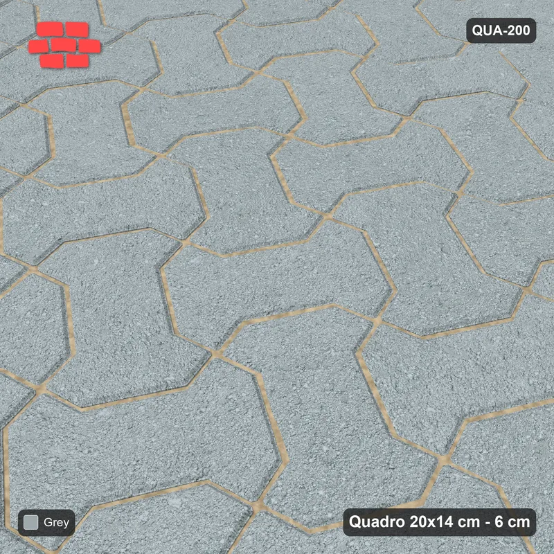 Interlock (Pasco) 20x14 cm · QUA-200 · Quadro one horizontal / one vertical, 60 deg - solid tone (Classic Grey), kerb frame (Kerb 40F) · Side view Interlock (Pasco) 20x14 cm · QUA-200 · Quadro one horizontal / one vertical, 60 deg - solid tone (Classic Grey), kerb frame (Kerb 40F) · Side view