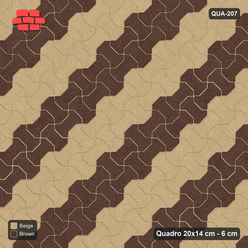 Interlock (Pasco) 20x14 cm · QUA-207 · Quadro one horizontal / one vertical, 45 deg - colour bands across (Sandstone), edge to edge · Top view Interlock (Pasco) 20x14 cm · QUA-207 · Quadro one horizontal / one vertical, 45 deg - colour bands across (Sandstone), edge to edge · Top view