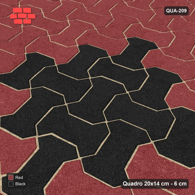 Interlock (Pasco) 20x14 cm · QUA-209 · Quadro one horizontal / one vertical, 15 deg - centre medallion (Red & Black), edge to edge · Side view Interlock (Pasco) 20x14 cm · QUA-209 · Quadro one horizontal / one vertical, 15 deg - centre medallion (Red & Black), edge to edge · Side view