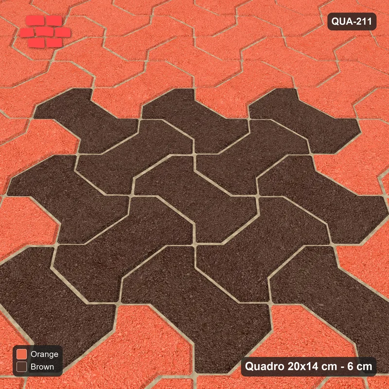 Interlock (Pasco) 20x14 cm · QUA-211 · Quadro one horizontal / one vertical - centre medallion (Burnt Clay), kerb frame (Kerb 30H/20) · Side view Interlock (Pasco) 20x14 cm · QUA-211 · Quadro one horizontal / one vertical - centre medallion (Burnt Clay), kerb frame (Kerb 30H/20) · Side view