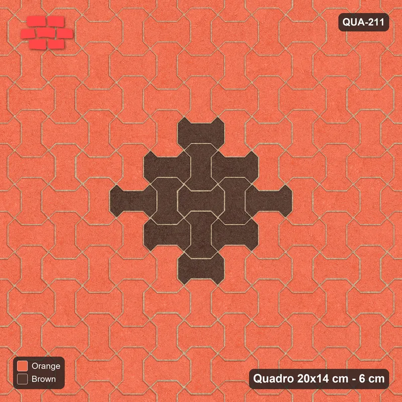 Interlock (Pasco) 20x14 cm · QUA-211 · Quadro one horizontal / one vertical - centre medallion (Burnt Clay), kerb frame (Kerb 30H/20) · Top view Interlock (Pasco) 20x14 cm · QUA-211 · Quadro one horizontal / one vertical - centre medallion (Burnt Clay), kerb frame (Kerb 30H/20) · Top view