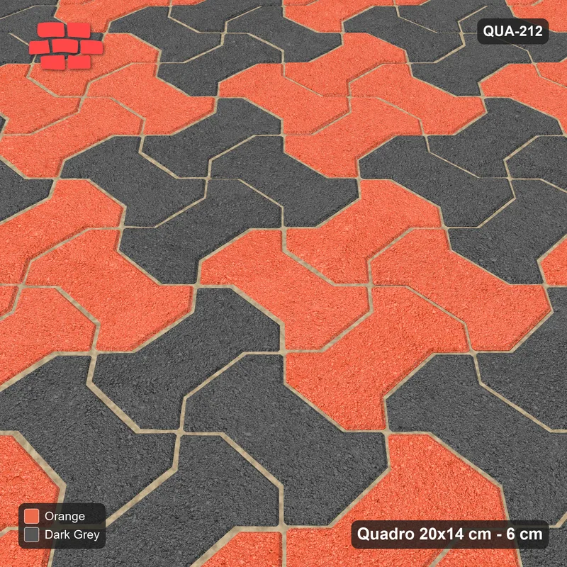 Interlock (Pasco) 20x14 cm · QUA-212 · Quadro one horizontal / one vertical - 2x2 block chequer (Ember), edge to edge · Side view Interlock (Pasco) 20x14 cm · QUA-212 · Quadro one horizontal / one vertical - 2x2 block chequer (Ember), edge to edge · Side view