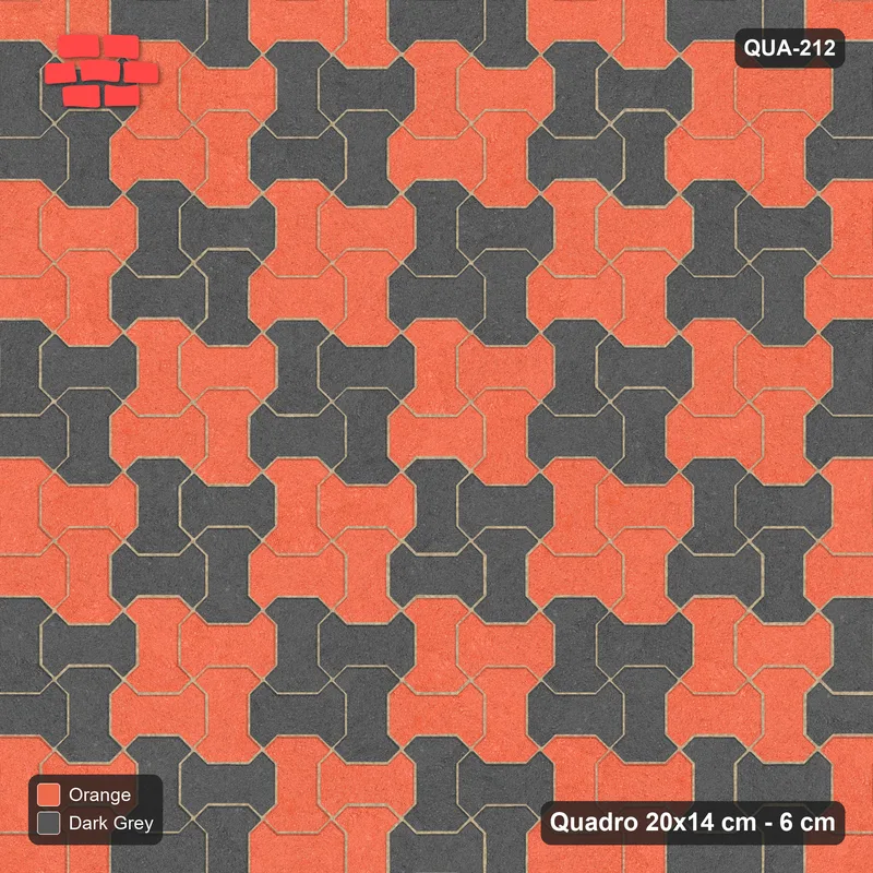 Interlock (Pasco) 20x14 cm · QUA-212 · Quadro one horizontal / one vertical - 2x2 block chequer (Ember), edge to edge · Top view Interlock (Pasco) 20x14 cm · QUA-212 · Quadro one horizontal / one vertical - 2x2 block chequer (Ember), edge to edge · Top view