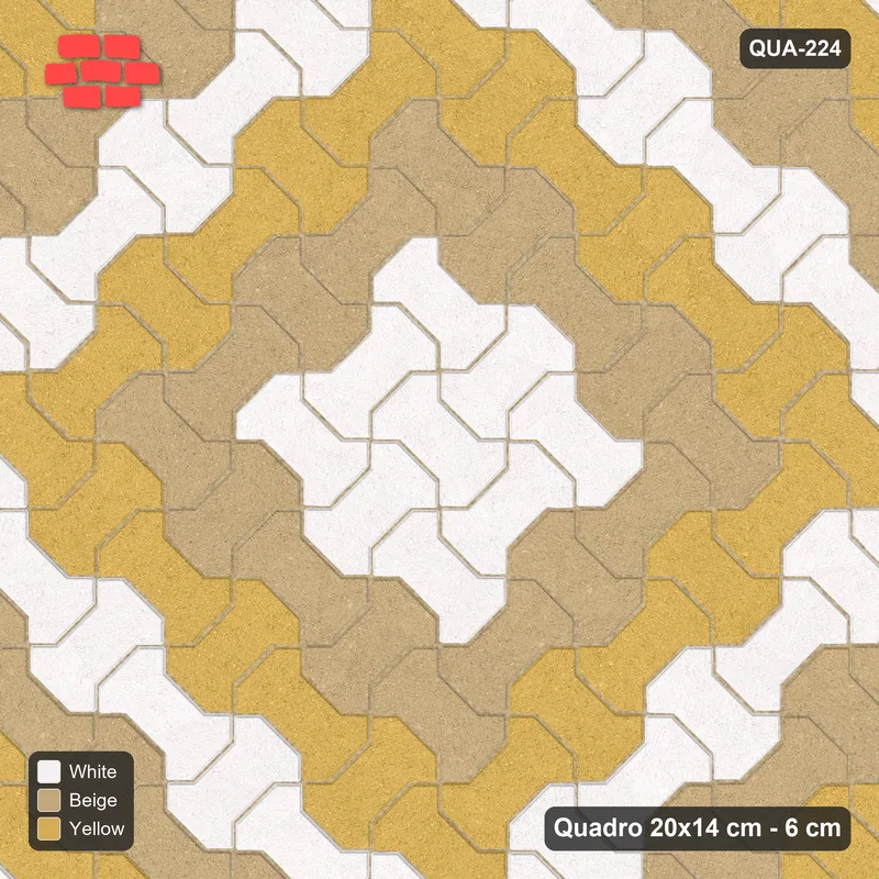 Interlock (Pasco) 20x14 cm · QUA-224 · Quadro one horizontal / one vertical, 45 deg - tonal ring bands (Golden Sand), kerb frame (Kerb 42H) · Top view Interlock (Pasco) 20x14 cm · QUA-224 · Quadro one horizontal / one vertical, 45 deg - tonal ring bands (Golden Sand), kerb frame (Kerb 42H) · Top view