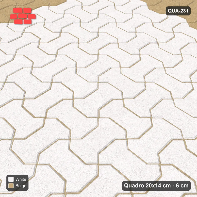 Interlock (Pasco) 20x14 cm · QUA-231 · Quadro one horizontal / one vertical - accent ring near the edge (Ivory & Sand), edge to edge · Side view Interlock (Pasco) 20x14 cm · QUA-231 · Quadro one horizontal / one vertical - accent ring near the edge (Ivory & Sand), edge to edge · Side view