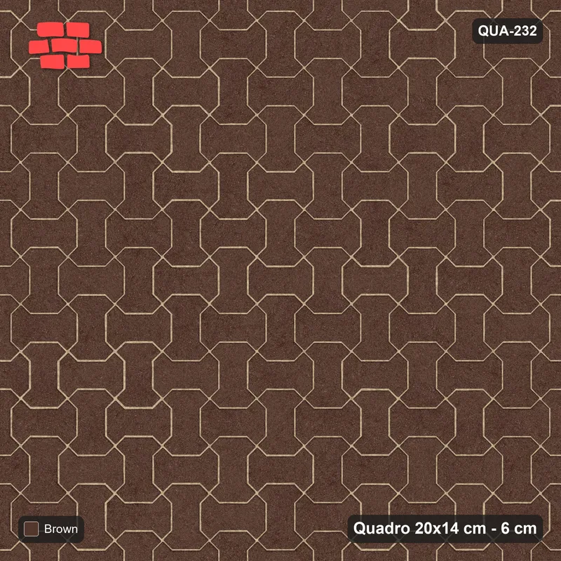 Interlock (Pasco) 20x14 cm · QUA-232 · Quadro one horizontal / one vertical - solid tone (Earth Brown), kerb frame (Kerb 38B) · Top view Interlock (Pasco) 20x14 cm · QUA-232 · Quadro one horizontal / one vertical - solid tone (Earth Brown), kerb frame (Kerb 38B) · Top view