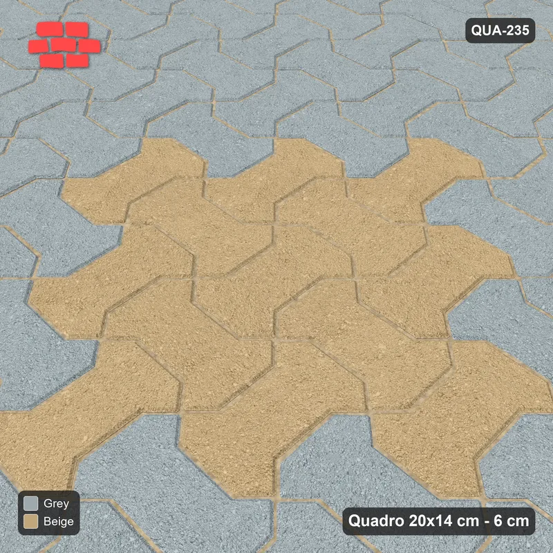 Interlock (Pasco) 20x14 cm · QUA-235 · Quadro one horizontal / one vertical - centre medallion (Warm Grey), edge to edge · Side view Interlock (Pasco) 20x14 cm · QUA-235 · Quadro one horizontal / one vertical - centre medallion (Warm Grey), edge to edge · Side view