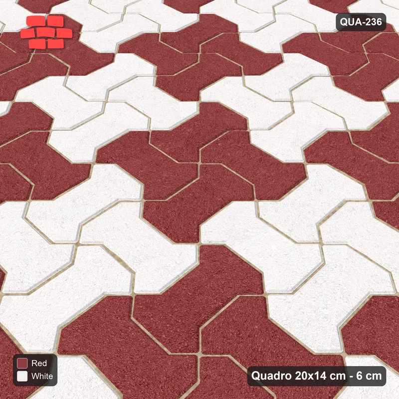Interlock (Pasco) 20x14 cm · QUA-236 · Quadro one horizontal / one vertical - 2x2 block chequer (Burgundy & Ivory), kerb frame (Kerb 25H) · Side view Interlock (Pasco) 20x14 cm · QUA-236 · Quadro one horizontal / one vertical - 2x2 block chequer (Burgundy & Ivory), kerb frame (Kerb 25H) · Side view