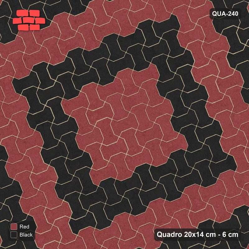 Interlock (Pasco) 20x14 cm · QUA-240 · Quadro one horizontal / one vertical, 22 deg - tonal ring bands (Red & Black), edge to edge · Top view Interlock (Pasco) 20x14 cm · QUA-240 · Quadro one horizontal / one vertical, 22 deg - tonal ring bands (Red & Black), edge to edge · Top view