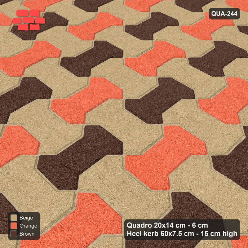 Interlock (Pasco) 20x14 cm · QUA-244 · Quadro one horizontal / one vertical - two-tone horizontal / vertical (Autumn), kerb frame (Heel kerb 75x150x600) · Side view Interlock (Pasco) 20x14 cm · QUA-244 · Quadro one horizontal / one vertical - two-tone horizontal / vertical (Autumn), kerb frame (Heel kerb 75x150x600) · Side view