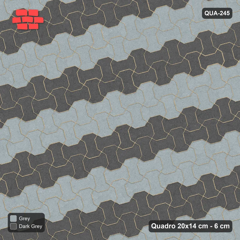 Interlock (Pasco) 20x14 cm · QUA-245 · Quadro one horizontal / one vertical, 15 deg - colour bands across (Charcoal Edge), edge to edge · Top view Interlock (Pasco) 20x14 cm · QUA-245 · Quadro one horizontal / one vertical, 15 deg - colour bands across (Charcoal Edge), edge to edge · Top view