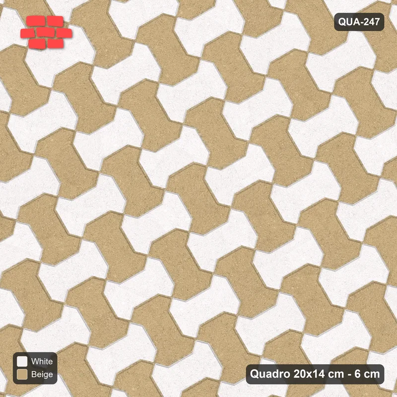 Interlock (Pasco) 20x14 cm · QUA-247 · Quadro one horizontal / one vertical, 30 deg - two-tone horizontal / vertical (Ivory & Sand), kerb frame (Kerb 42F) · Top view Interlock (Pasco) 20x14 cm · QUA-247 · Quadro one horizontal / one vertical, 30 deg - two-tone horizontal / vertical (Ivory & Sand), kerb frame (Kerb 42F) · Top view