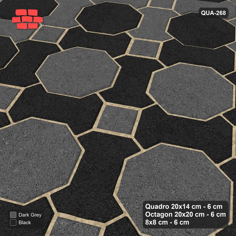Interlock (Pasco) 20x14 cm · QUA-268 · Quadro-Octagon-8x8 grid, centre medallion, 30 deg (Night Sky), Kerb 30F kerb · Side view Interlock (Pasco) 20x14 cm · QUA-268 · Quadro-Octagon-8x8 grid, centre medallion, 30 deg (Night Sky), Kerb 30F kerb · Side view