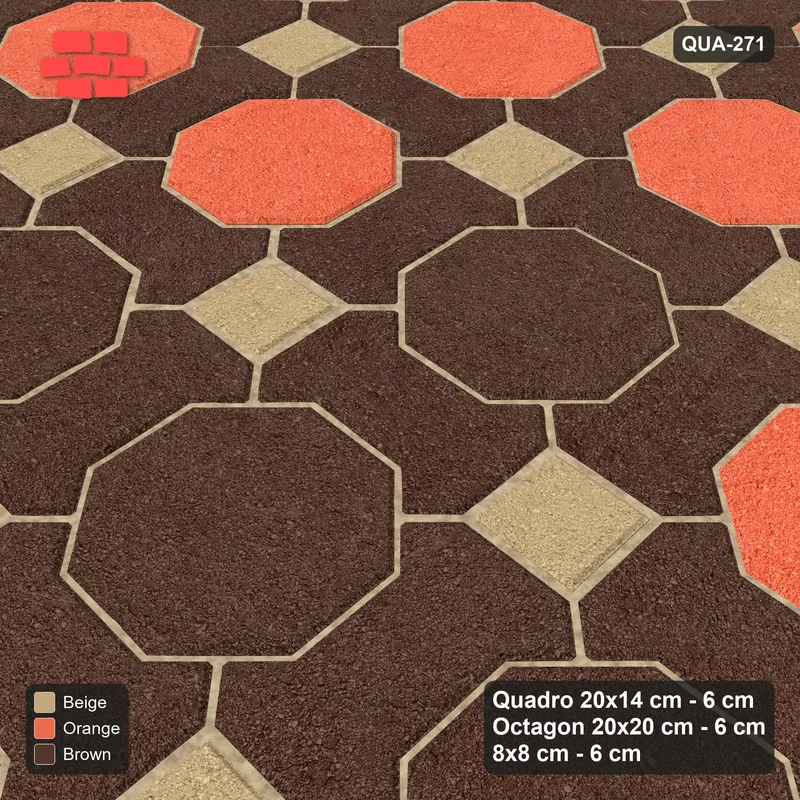 Interlock (Pasco) 20x14 cm · QUA-271 · Quadro-Octagon-8x8 grid, diamond octagon feature (Autumn), Kerb 38B kerb · Side view Interlock (Pasco) 20x14 cm · QUA-271 · Quadro-Octagon-8x8 grid, diamond octagon feature (Autumn), Kerb 38B kerb · Side view