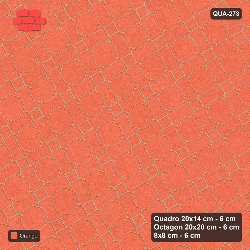 Interlock (Pasco) 20x14 cm · QUA-273 · Quadro-Octagon-8x8 grid, uniform roles, 30 deg (Coral), no kerb · Top view Interlock (Pasco) 20x14 cm · QUA-273 · Quadro-Octagon-8x8 grid, uniform roles, 30 deg (Coral), no kerb · Top view
