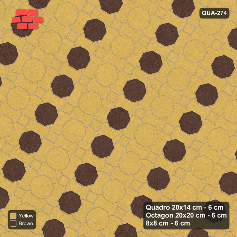 Interlock (Pasco) 20x14 cm · QUA-274 · Quadro-Octagon-8x8 grid, striped octagon rows, 60 deg (Harvest), no kerb · Top view Interlock (Pasco) 20x14 cm · QUA-274 · Quadro-Octagon-8x8 grid, striped octagon rows, 60 deg (Harvest), no kerb · Top view