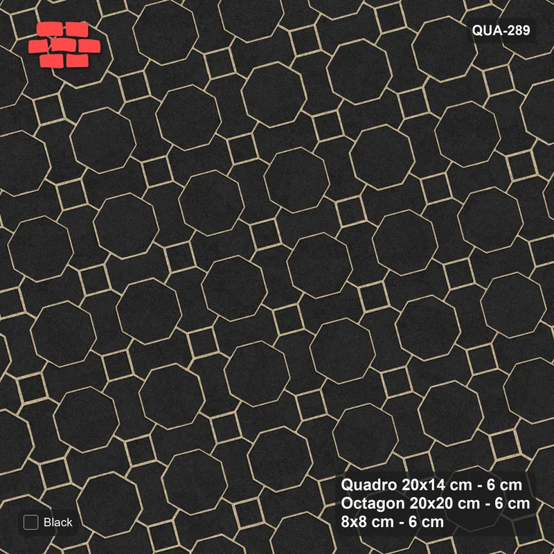 Interlock (Pasco) 20x14 cm · QUA-289 · Quadro-Octagon-8x8 grid, uniform roles, 15 deg (Graphite), Kerb 38H kerb · Top view Interlock (Pasco) 20x14 cm · QUA-289 · Quadro-Octagon-8x8 grid, uniform roles, 15 deg (Graphite), Kerb 38H kerb · Top view