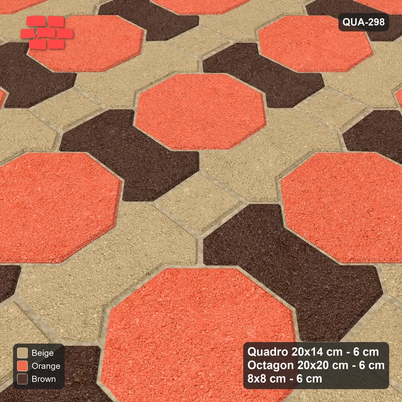 Interlock (Pasco) 20x14 cm · QUA-298 · Quadro-Octagon-8x8 grid, two-tone Quadro files (Autumn), Kerb 40F kerb · Side view Interlock (Pasco) 20x14 cm · QUA-298 · Quadro-Octagon-8x8 grid, two-tone Quadro files (Autumn), Kerb 40F kerb · Side view