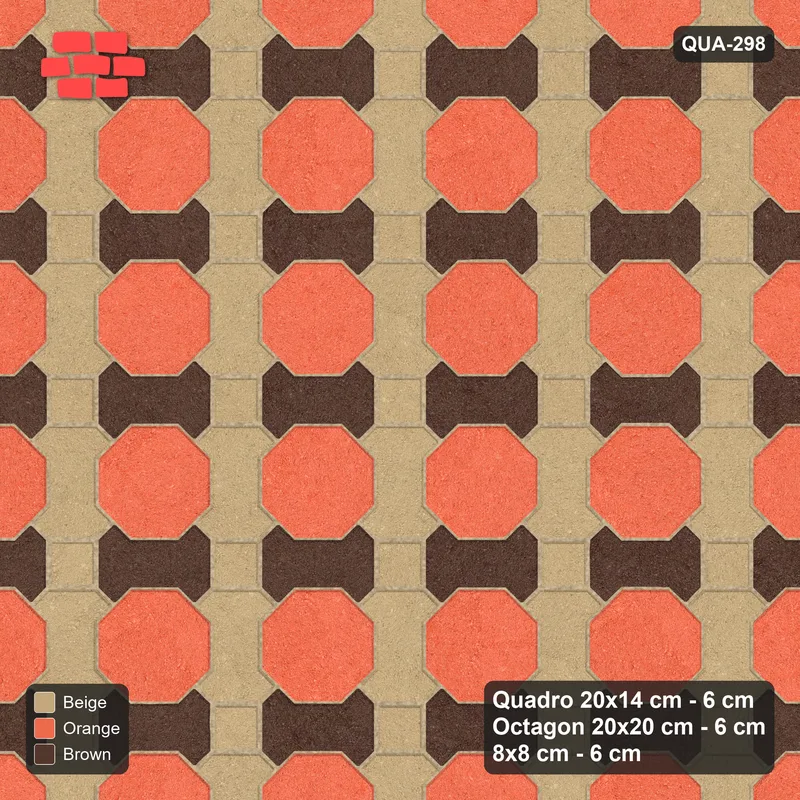 Interlock (Pasco) 20x14 cm · QUA-298 · Quadro-Octagon-8x8 grid, two-tone Quadro files (Autumn), Kerb 40F kerb · Top view Interlock (Pasco) 20x14 cm · QUA-298 · Quadro-Octagon-8x8 grid, two-tone Quadro files (Autumn), Kerb 40F kerb · Top view
