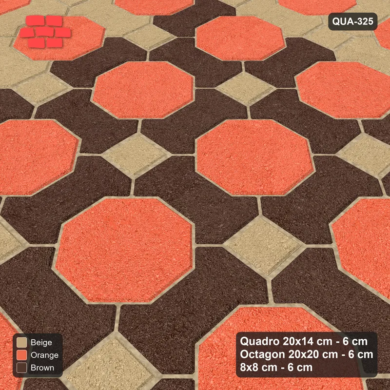 Interlock (Pasco) 20x14 cm · QUA-325 · Quadro-Octagon-8x8 grid, accent Quadro ring (Autumn), Kerb 42H kerb · Side view Interlock (Pasco) 20x14 cm · QUA-325 · Quadro-Octagon-8x8 grid, accent Quadro ring (Autumn), Kerb 42H kerb · Side view