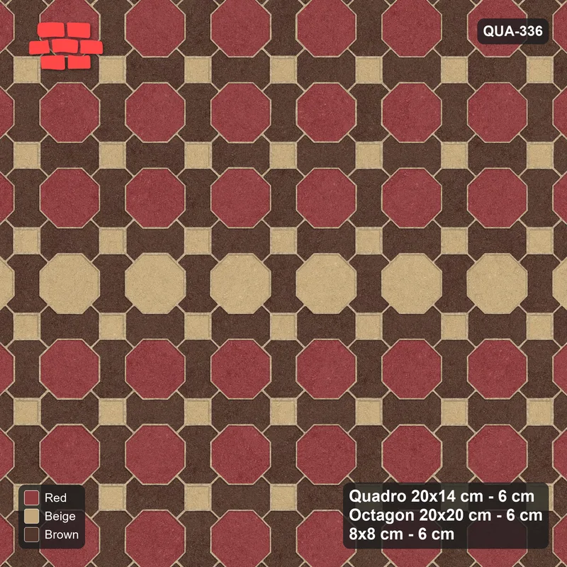 Interlock (Pasco) 20x14 cm · QUA-336 · Quadro-Octagon-8x8 grid, feature octagon band (Tuscany), no kerb · Top view Interlock (Pasco) 20x14 cm · QUA-336 · Quadro-Octagon-8x8 grid, feature octagon band (Tuscany), no kerb · Top view