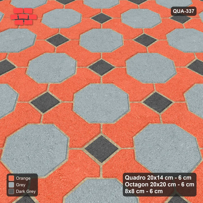 Interlock (Pasco) 20x14 cm · QUA-337 · Quadro-Octagon-8x8 grid, uniform roles (Sunset Slate), Kerb 40F kerb · Side view Interlock (Pasco) 20x14 cm · QUA-337 · Quadro-Octagon-8x8 grid, uniform roles (Sunset Slate), Kerb 40F kerb · Side view