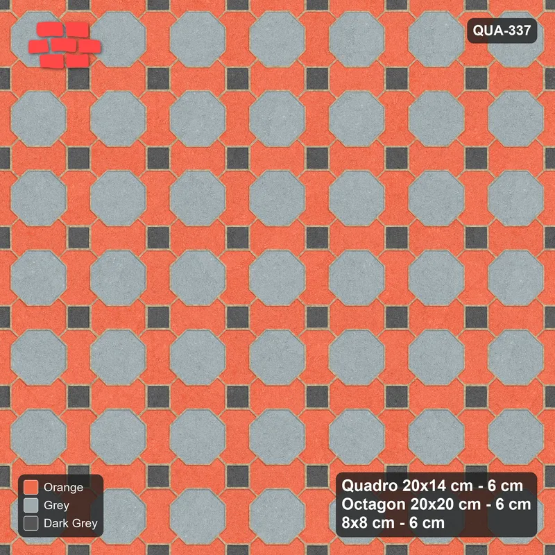 Interlock (Pasco) 20x14 cm · QUA-337 · Quadro-Octagon-8x8 grid, uniform roles (Sunset Slate), Kerb 40F kerb · Top view Interlock (Pasco) 20x14 cm · QUA-337 · Quadro-Octagon-8x8 grid, uniform roles (Sunset Slate), Kerb 40F kerb · Top view